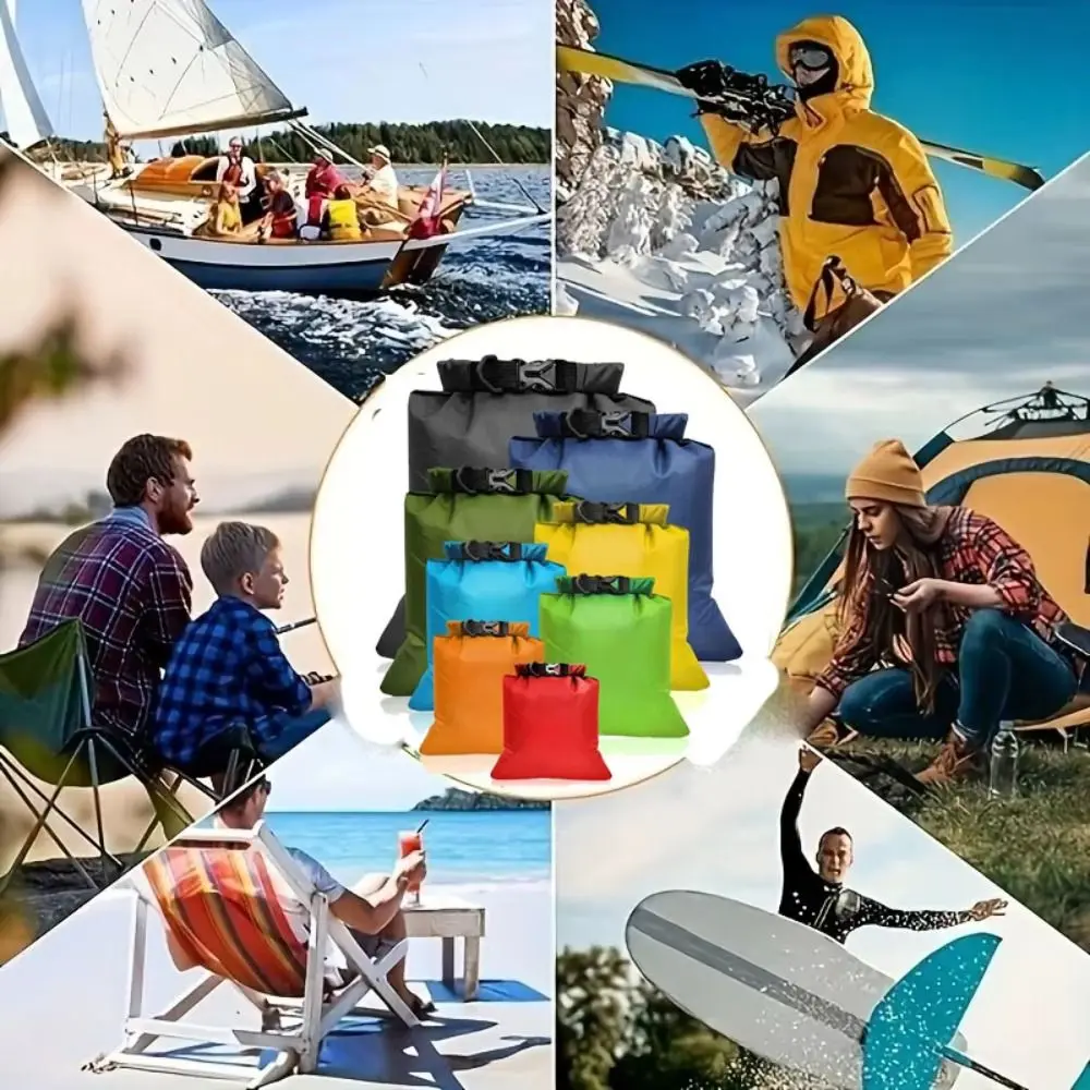 

8 шт./компл. водонепроницаемая водонепроницаемая сухая сумка большой емкости легкие сумки для хранения плавания с складными плечевыми ремнями