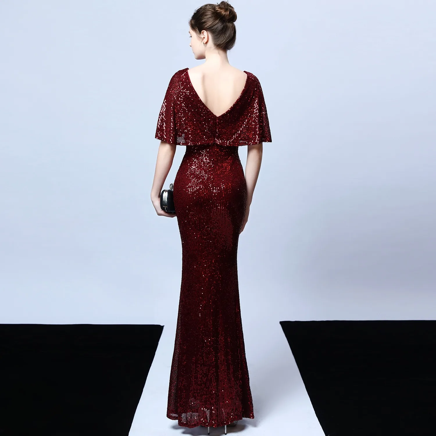 Elegant O-Neck Floor-Length Sequin Prom Dress Customized