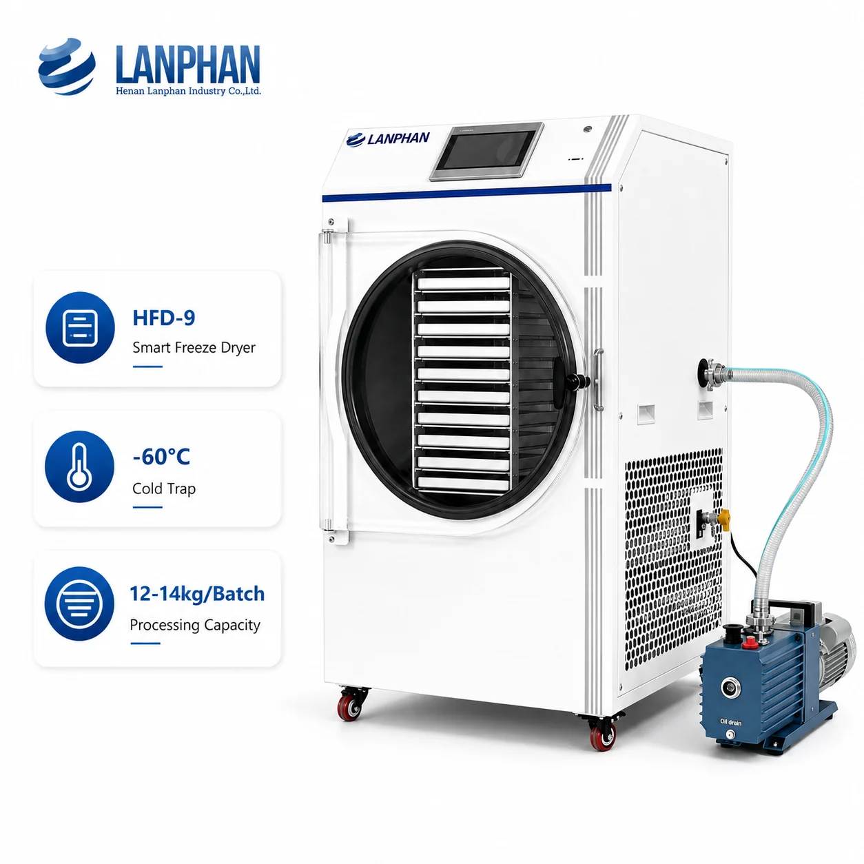 2300W Commercial Freeze Dryer 0.9㎡ 10 Trays 12KG/Batch Lyophilizer with Vacuum Pump for Home Use