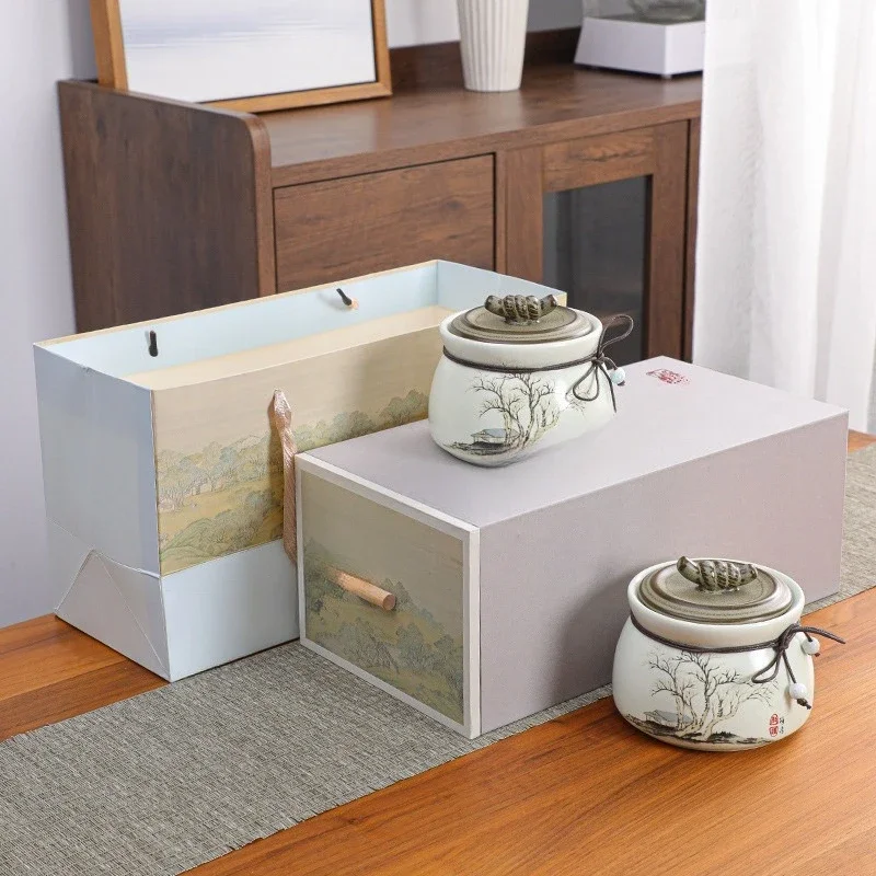 High-end tea cans, empty boxes are generally half a catty, ceramic tea cans