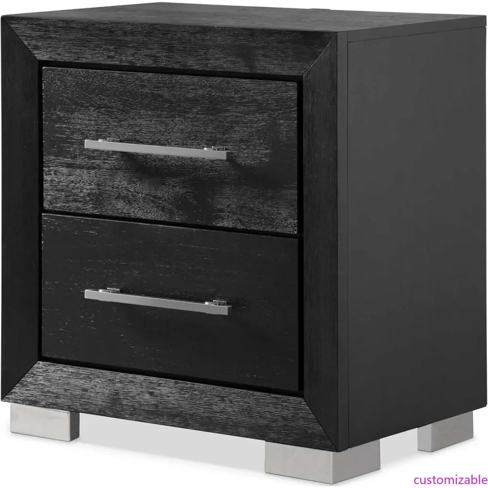 

Modern Solid Wood Nightstand, 2-Drawer Bedside Table for Bedroom and Guest Rooms