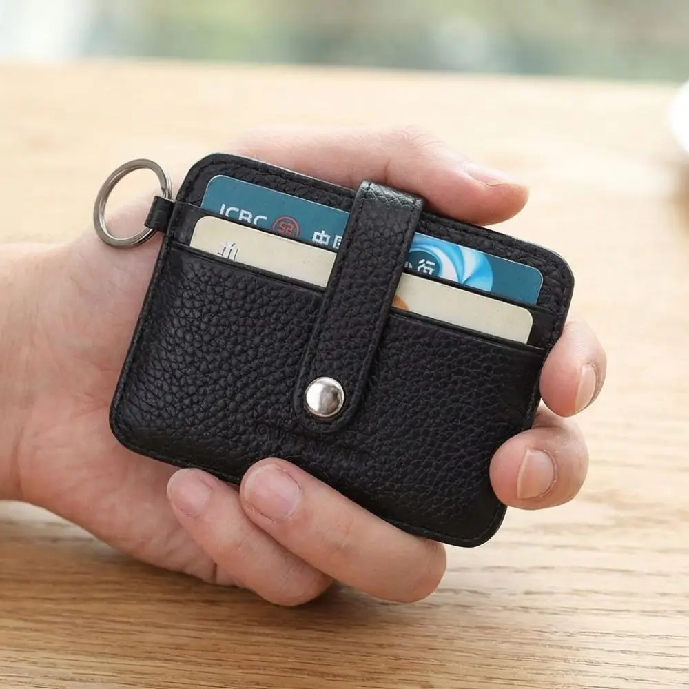 Practical Waterproof Credit Card Bag Portable Hasp Closure PU Coin Purse Solid Color Wear-resistant Small ID Holders Student