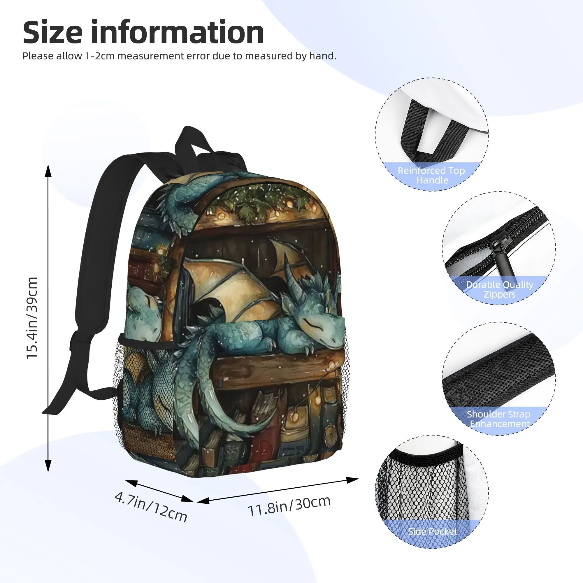 Book And Sleeping Dragon Backpack Hot Sale Daypack Large Capacity Boys Girls BookBag Shoulder Bags for Men Women School Bag