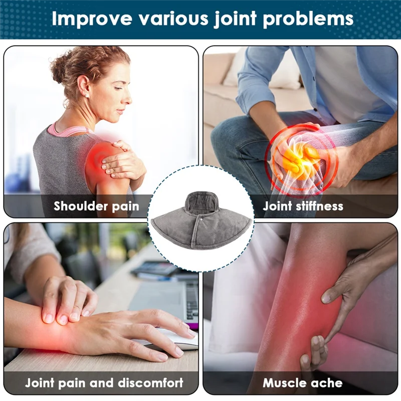 ABVI-Pad riscaldante elettrico per sollievo Fatigu Temperatura costante Impacco caldo Scaldacollo riscaldato per collo e spalle Spina americana
