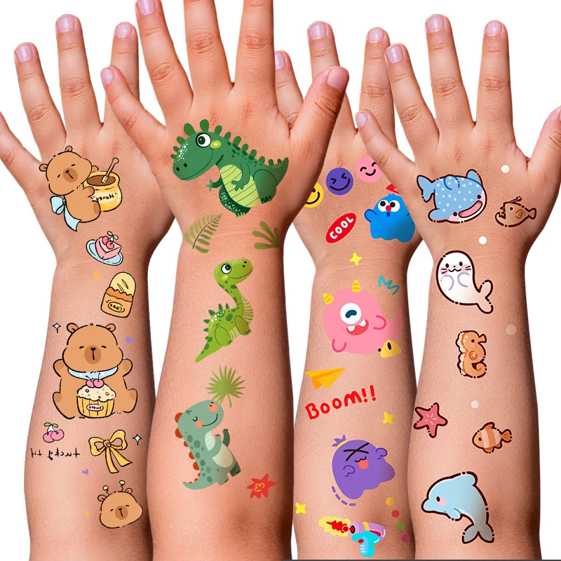 Светящаяся-временная-татуировка-с-мультяшным-животным-наклейка-милый-пингвин-динозавр-коала-медведь-водонепроницаемая-татуировка-наклейка-боди-арт-поддельная-татуировка