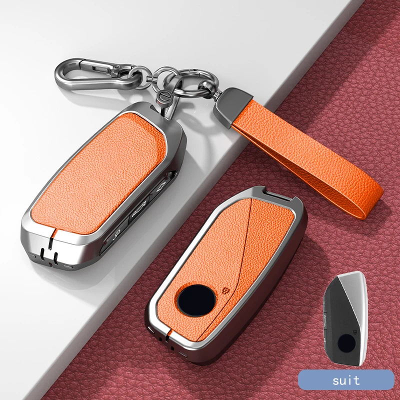 Zinc Alloy Leather for BMW 2023 2024 X1 IX XM X5 X6 X7 I7 New Energy Remote Car Key Case Cover Protector Fob Holder Accessories