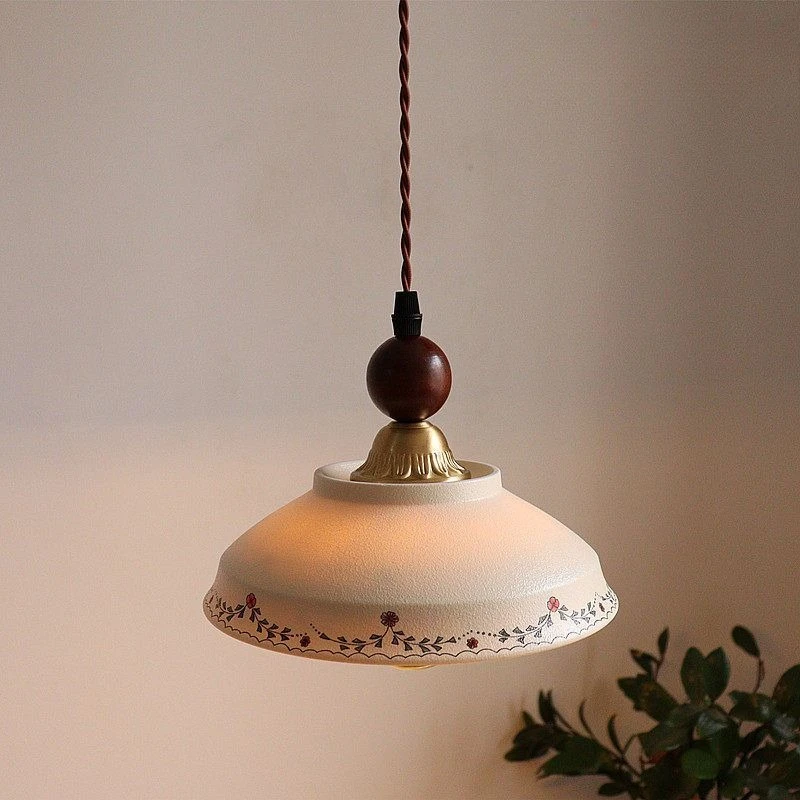 French Vintage Rotundity Matte Hand Painted Ceramic Ceiling Pendant Lights Bedroom Dining Room Bar Hallway Entryway Hanging Lamp