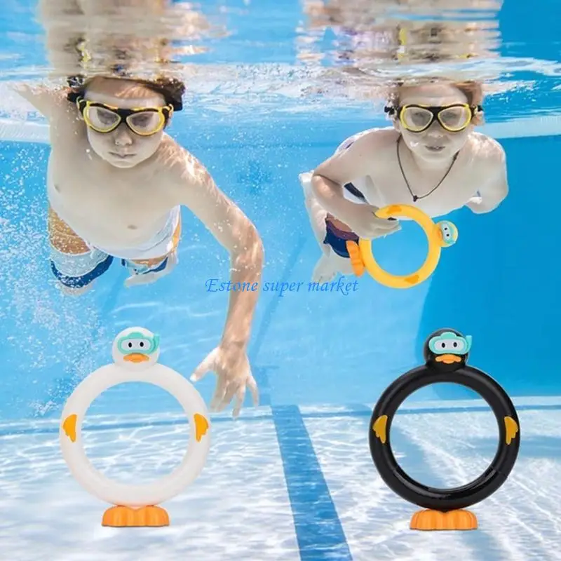090B 3PCS Cartoon Duck Dive Rings Toy Toy Ricking Pool Toy for Underwater Breath Holding Training and Swimming Skill Development