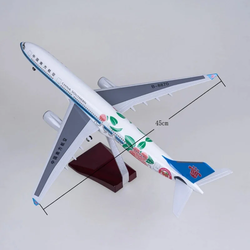 1/135 Scale Planes 47cm China Southern Lychee Airways A330 Resin Model Airplane Diecast Aviation Collectible With LED & Stand