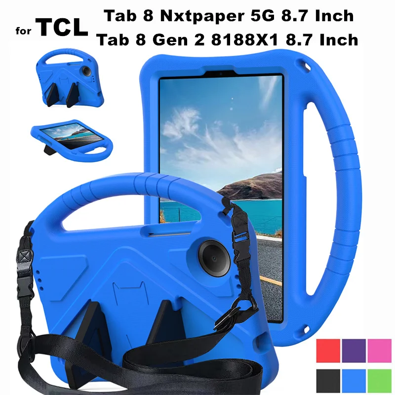 for TCL Tab 8 NXTPAPER 5G 8.7 Shockproof EVA Cover Shell Stand Casing Friendly Portable Handle Case TCL Tab 8 Gen 2 8188X1 8.7