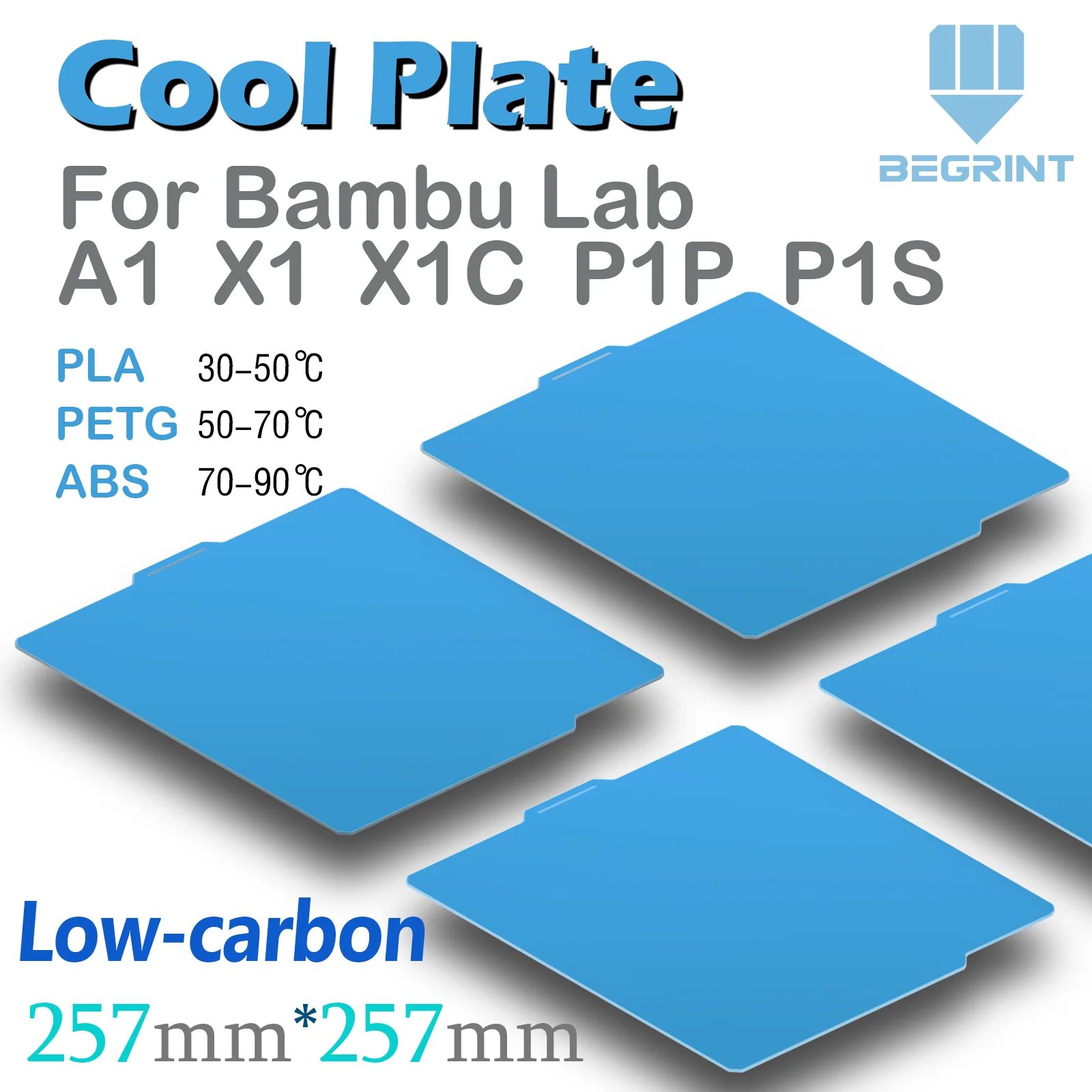 Voor Bambu Lab Koude Plaat Lage Temperatuur Plaat Voor Bambu Lab A1 X1 X1C P1P P1S Verenstaal 257x257 Dubbelzijdig Bambulab P1 X1
