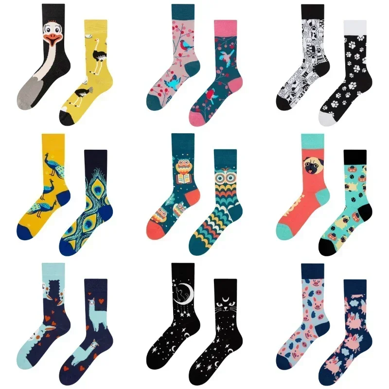 Cross border New INS Network Red Personality Cartoon Animal AB Fashion Socks Creative Fun calzini di cotone da uomo e da donna