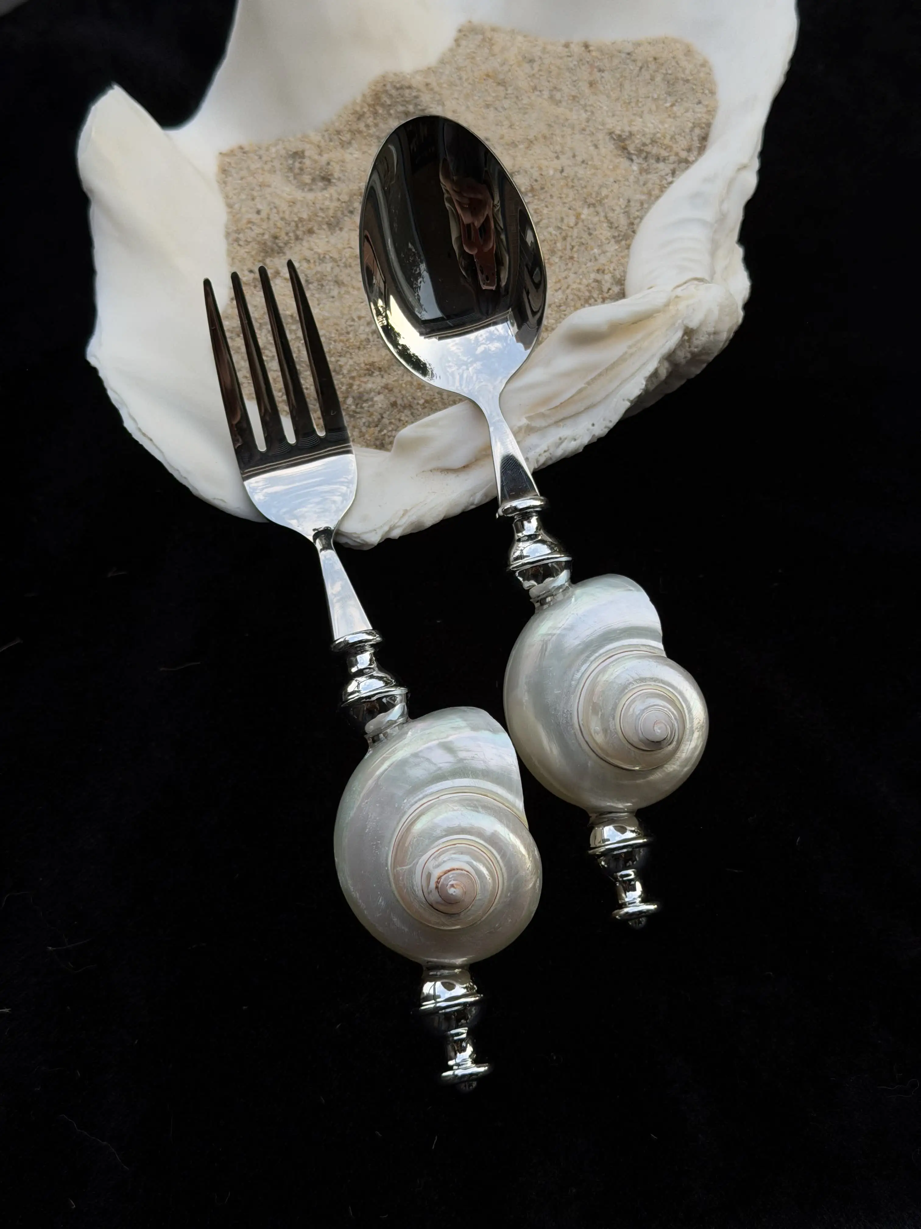 Natural Conch Stainless Steel Dinnerware Dessert Spoon Fork Knife Steak Knife Fork Soup Spoon view 4