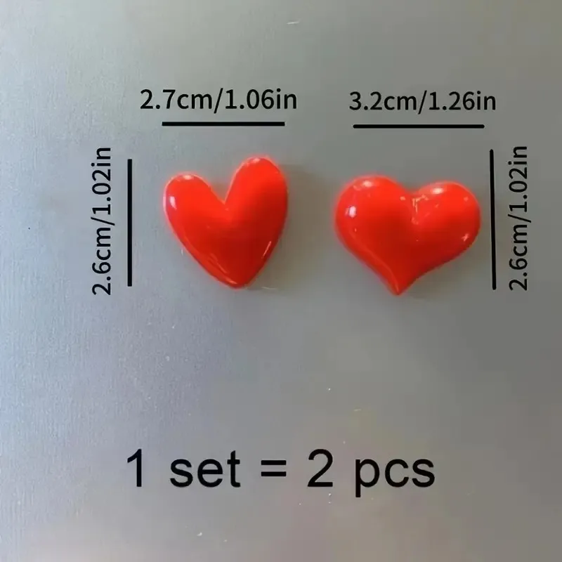 2pcs Set Heart-Shaped ABS Fridge Magnets - Modern Kitchen Decor, Perfect Valentine's Day Gift