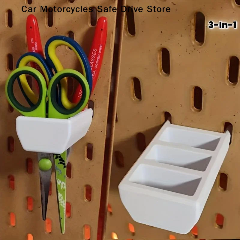 【CM】1 pièce d'accessoire de rangement mural simple à 3 compartiments pour garage, à suspendre sur un panneau perforé, pour gagner de la place