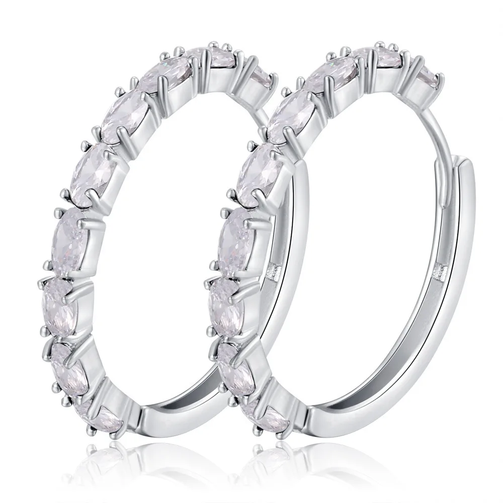 Black Awn 2023 New Classic Round Trendy Spinel Engagement Hoop Earrings for Women Fine Jewelry I189