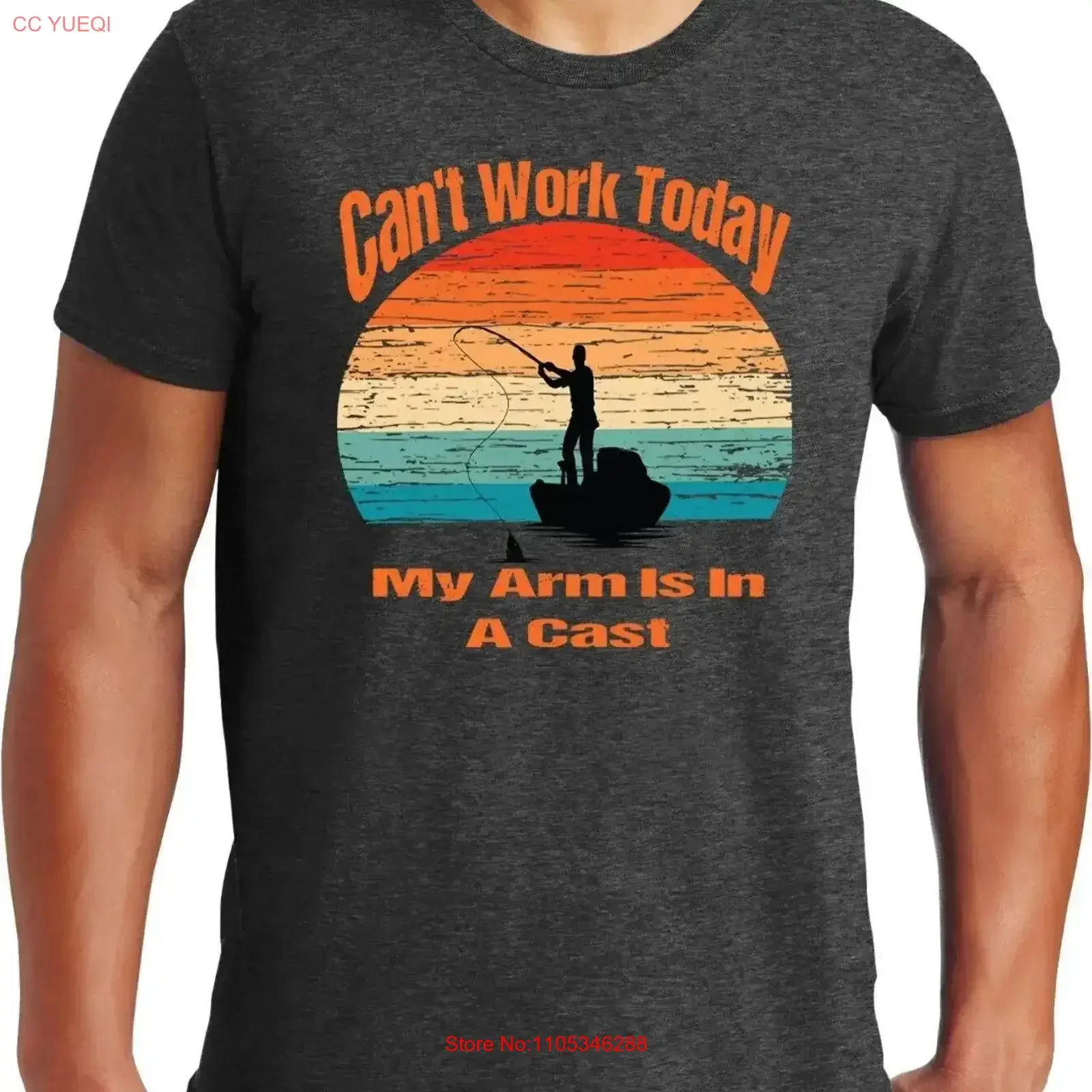 T-shirt PubliciT pour hommes grandes tailles, motif 'Can't Work Funny Fishing', vintage délavé, streetwear décontracté, mode élégante, extensible