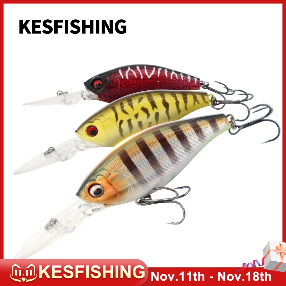 KESFISHING Fishing Lure Quality New Lucky Prince 52mm 72mm Hard Crankbait Retail hot deep diver professional Action Wobbler