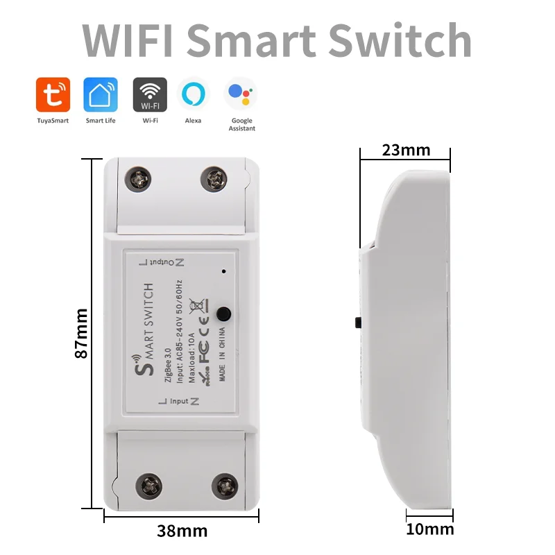 WiFi Smart Switch Module with Tuya/Alexa Voice Control, Timing Function & Wireless Remote Relay via Smart Life App