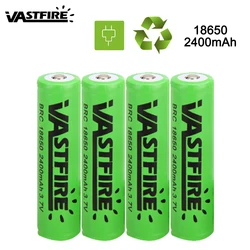 VastFire 4pcs Rechargeable 18650 Battery Green Label 2400mAh 3.7v high power Diving Flashlight accessories Battery 65mm x 18mm