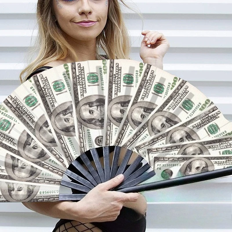 

Вентилятор кунг-фу, большой размер, веер, музыкальный фестиваль, танцевальное мероприятие, сувениры, имитация долларов США, большой складной веер, портативный, простой и практичный