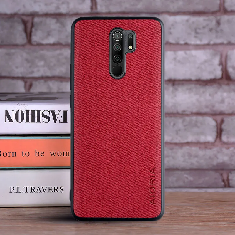 Case for Xiaomi Redmi 9 9T 9C 9A coque Luxury textile Leather skin soft TPU hard PC phone cover for Xiaomi Redmi 9 case funda