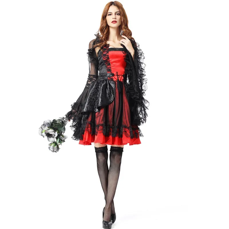 

Women Fantasia Vampire Queen Costume Adult Ladies Carnival Sexy Witch Performance Cosplay Facy Party Gown Vampire Uniform