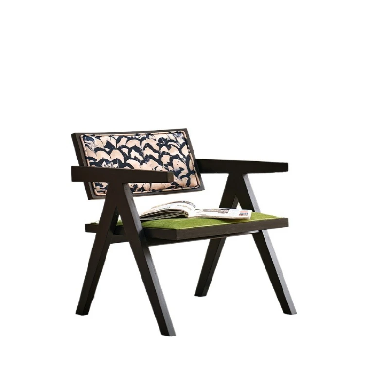 

Medieval solid wood dining chair, household French retro ash wood, Chandigarh chair