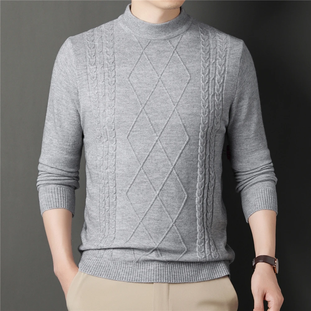 

Brand O-Neck Knitted Sweater Men Luxury Clothing Winter New Arrivals Classic Casual Fake Wool Pullover Jersey Z1171