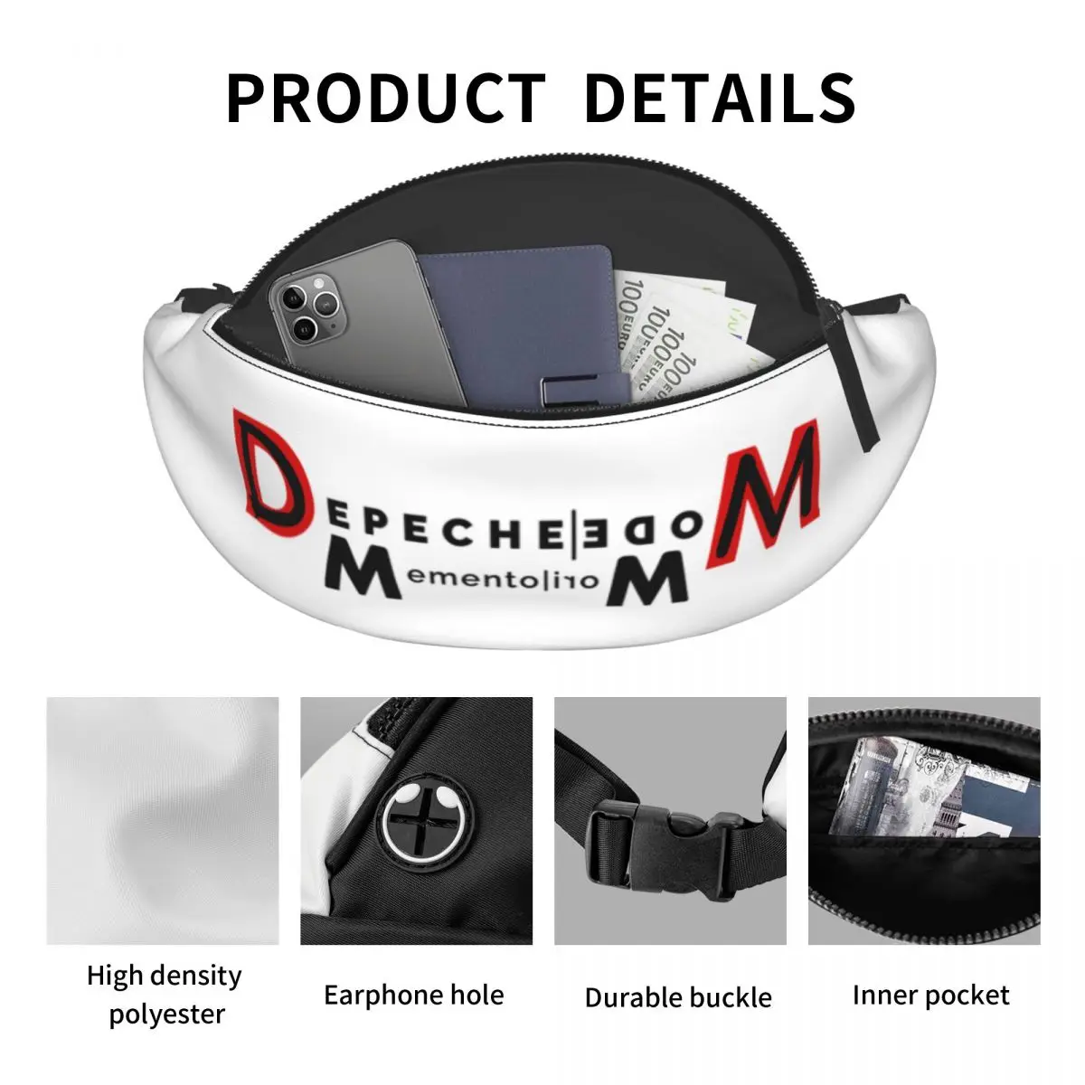 Depeche-Custom Cool Mode Fanny Pack para homens e mulheres, bolsa de cintura crossbody para acampar, ciclismo, bolsa de dinheiro para telefone, moda, DM