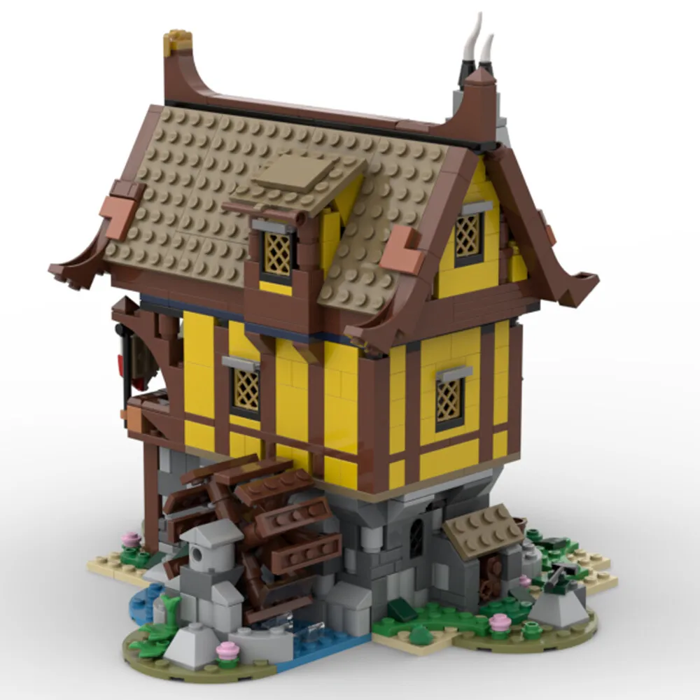 

MOC-162450 Medieval Watermill with a Full Interior Modular Building 997 Parts