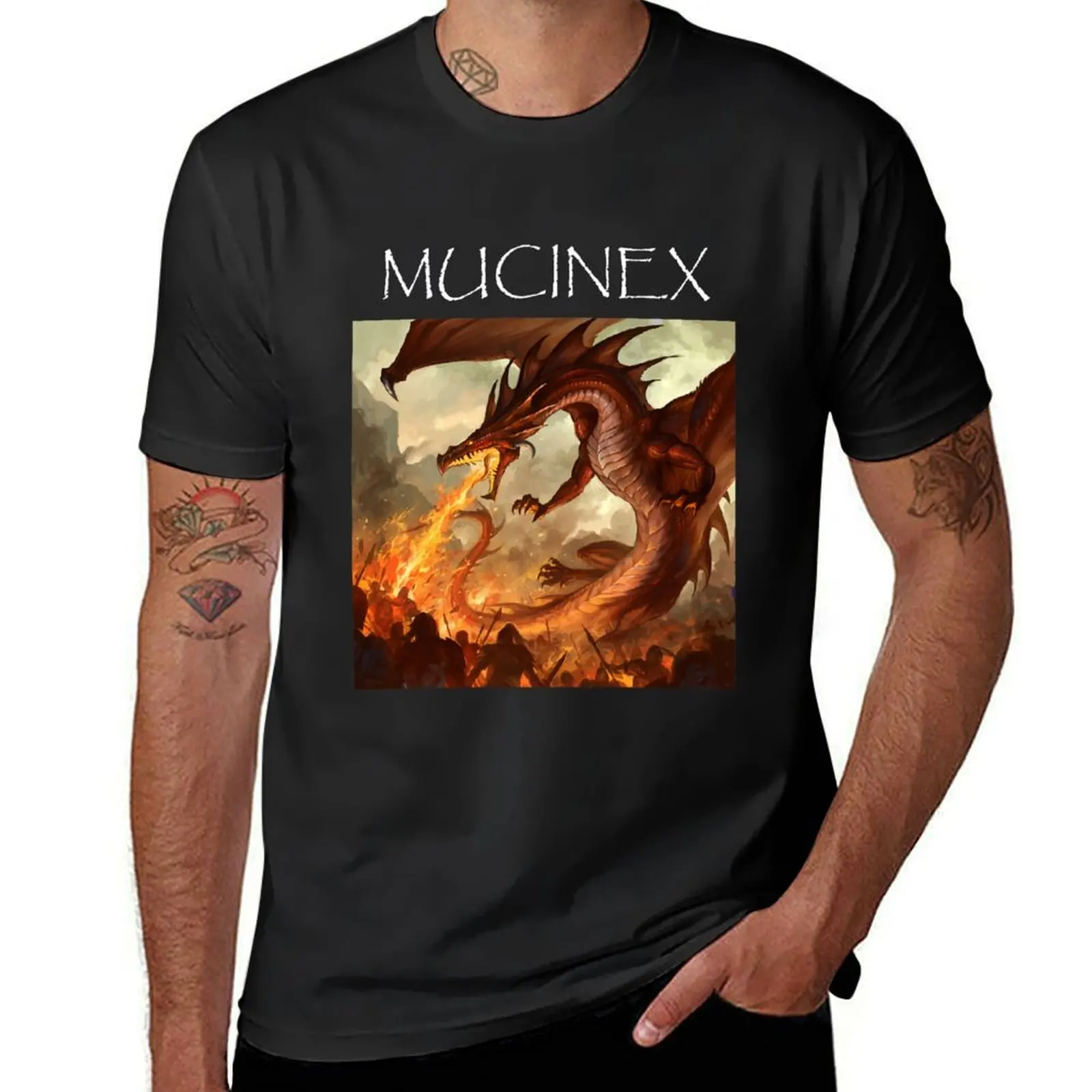 Camiseta de dragón Mucinex para hombre, ropa de gran peso, de aduanas