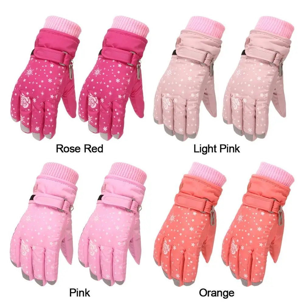 Kids Gloves Winter Warm Windproof Thicken Mittens For 5-8Years Girls Outdoor Sports Snow Snowboard Children Skiing Gloves
