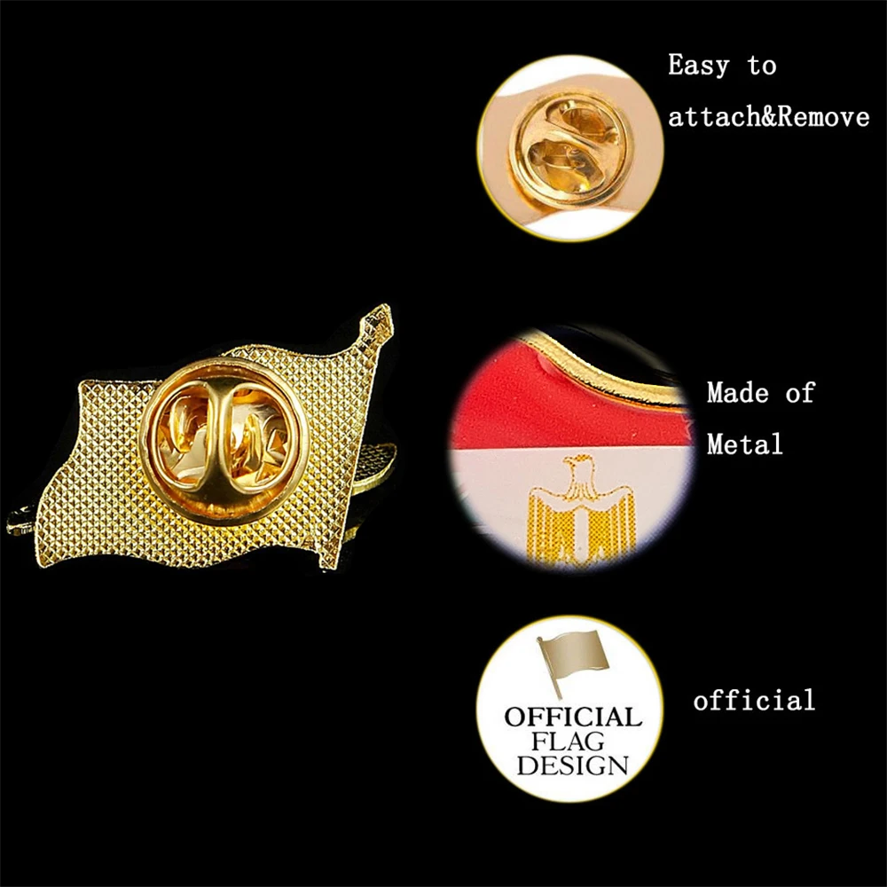 Pin de insignia de Egipto, broche de solapa de bandera nacional coleccionable, pines de orgullo, ropa/corbata/sombreros/gorras/bolsos/mochilas