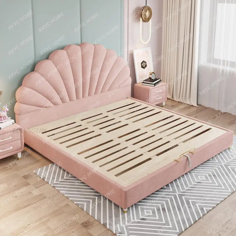 Solid Wood Pink Color Big PrincessBed Girl Bed 2 To 14 Years Olds Bed Bedroom Furniture Set Lit Enfant Fille