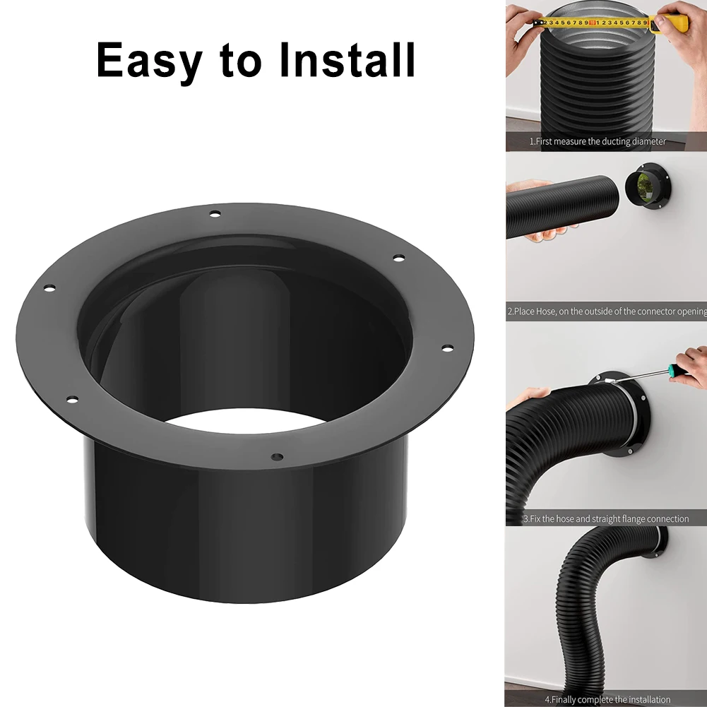 1pc Exhaust Pipe Connector Vent Pipe Adapter Duct Round Joint ABS Wall Flange Connector Ventilation Pipe Air Ducting Connection