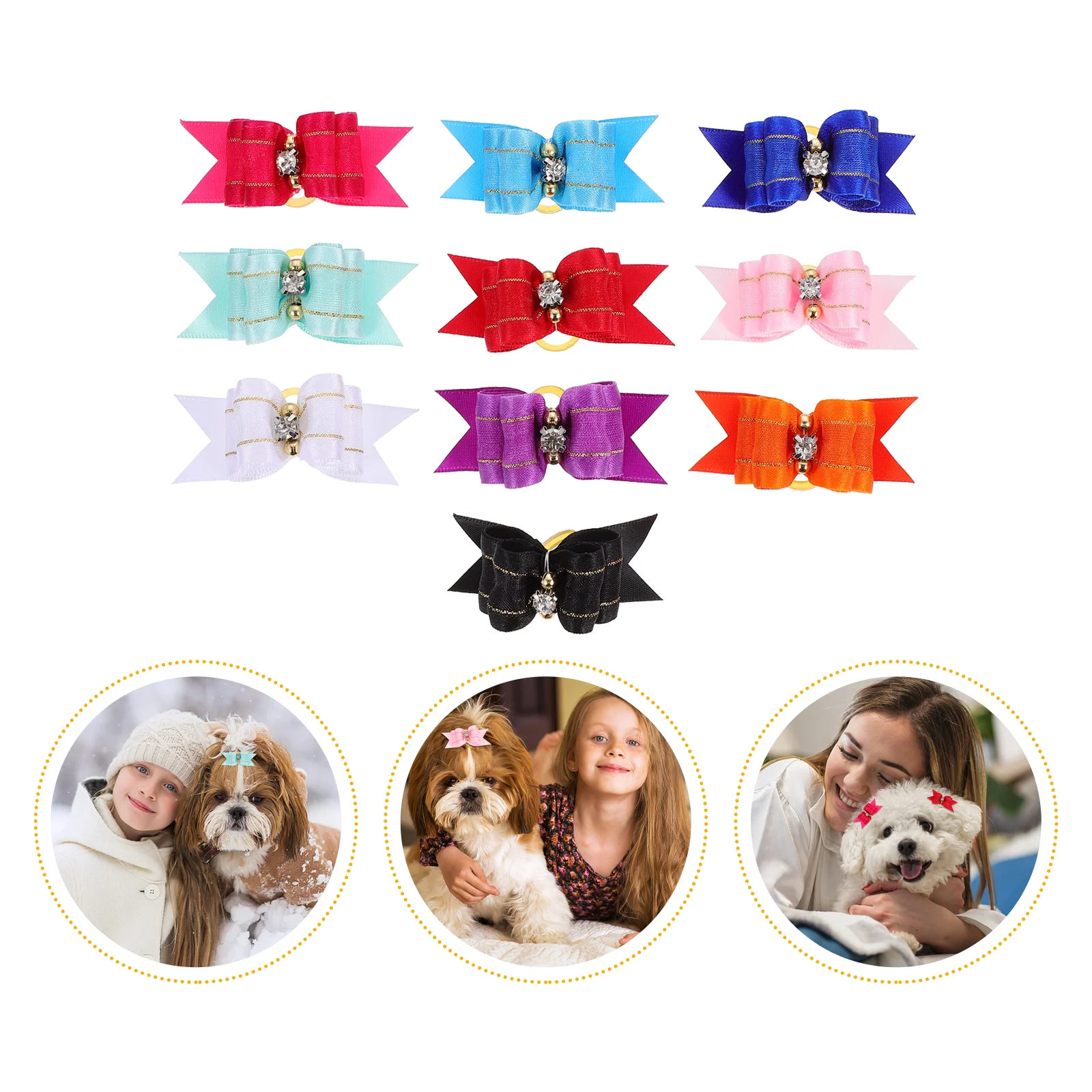 10 Pcs Hair Ribbons Pet Headgear Tie Supplies Puppy Bow Headdress Accessories Rope Dog