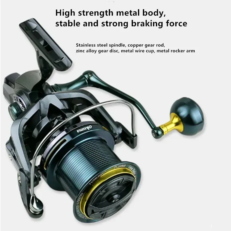 Okuma Fishing Reel 9000-14000 Metal Long-Distance Casting Wheel Guide Rod Structure Fishing Wheel 4.7:130KG Brake