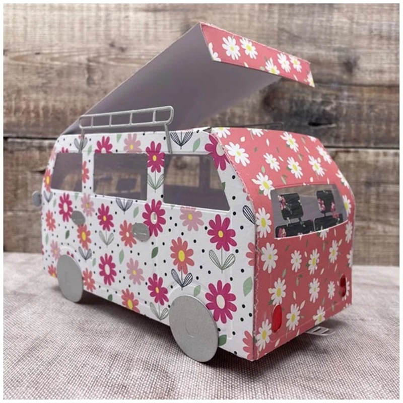 New 2021 Christmas Classic Campervan Gift Box Pocket Metal Cutting Dies Set Scrapbooking Embossing Frame Card Craft Easter stamp