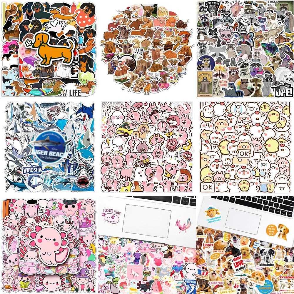 10/30/50PCS Cartoon Animal Stickers Series Cute Pink Rabbit Graffiti Luggage Laptop iPad Skateboard Guitar Decoration Wholesale