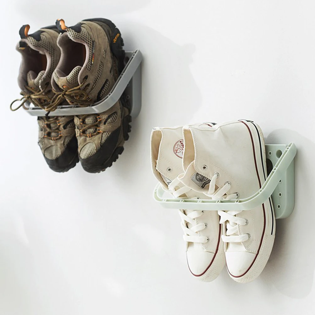 2 Pcs Wall Mounted Shoe Rack Space-saving Collapsible Organizer Hanging Shoes Bathroom Slipper Storage Foldable