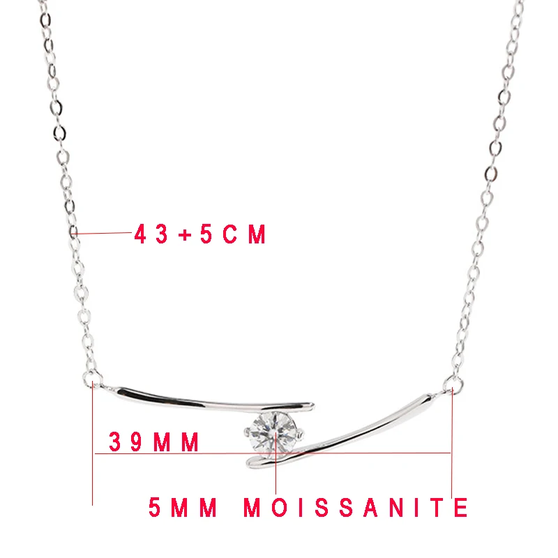 TFGLBU Cute 5mm Excellent Cut Shine Moissanite Necklace for Women Wedding Pendant Clavicular Chain 925 Sterling Silver Jewelry