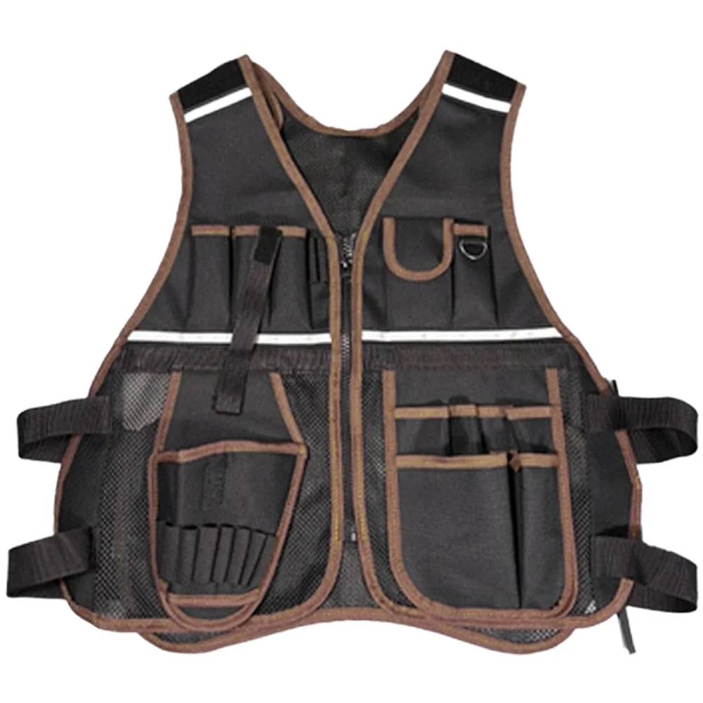 Breathable Multifunctional Tool Vest for Electricians Carpenters Multiple Pockets 600D Oxford Fabric 710x620mm