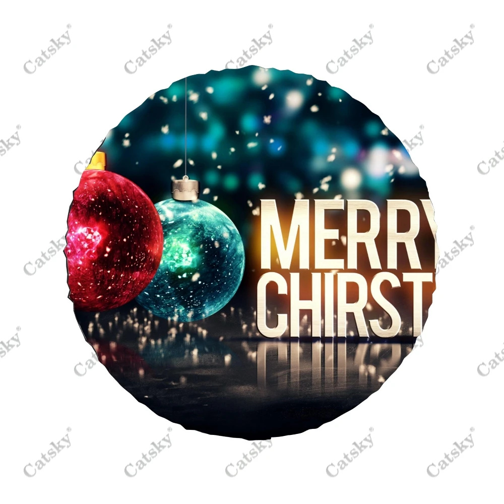 Merry Christmas Ball Car Accessories Spare Tire Cover Waterproof Tire Wheel Decoration Protect for Truck SUV Trailer 14-17inch