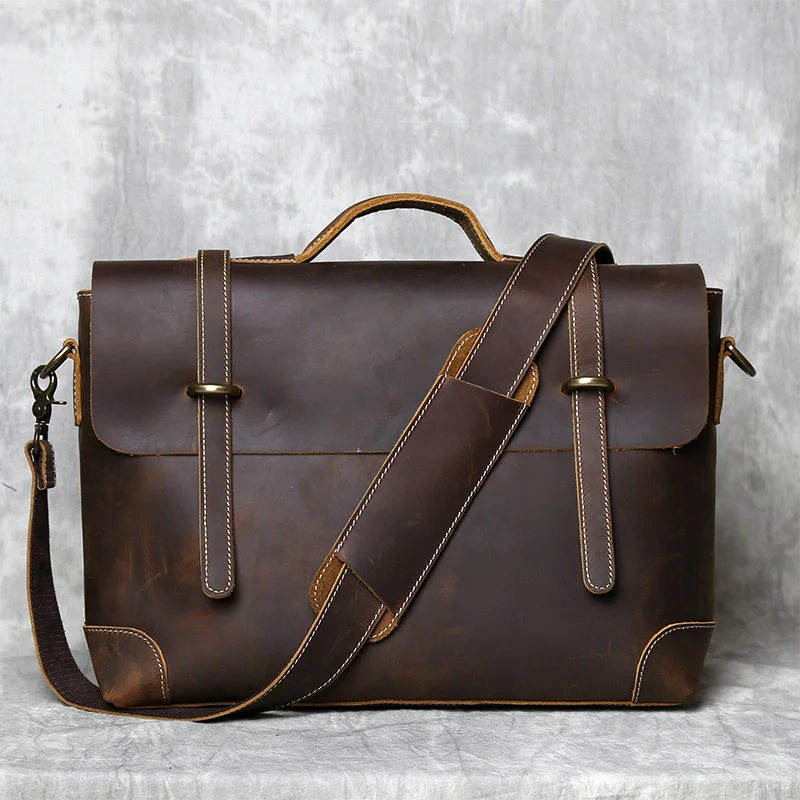 Retro Leder herren Handtasche Top Schicht Rindsleder Aktentasche Crazy Horse Leder Messenger Schulter Große Kapazität Computer Tasche NZPJ – Detail 16