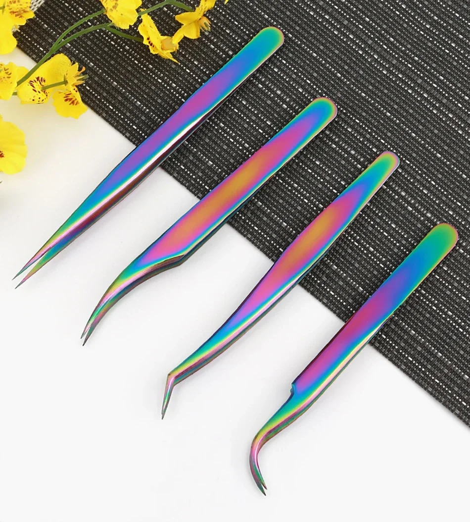 1 Stück/4 Stück Hochwertige Gebogene und Gerade Nagelkunst-Zubehörteile, Applikator-Clip, Verlängerungswerkzeuge, Wimpernpinzette für Künstliche Wimpern – Detail 4