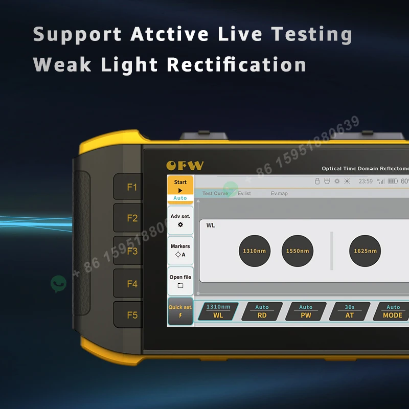 OFW OTDR 3 Długości fali testowej PON OTDR 1310/1550/1625nm 32/30/30dB Reflektometr światłowodowy Ekran dotykowy iOLA OPM VFL Mapa wydarzeń