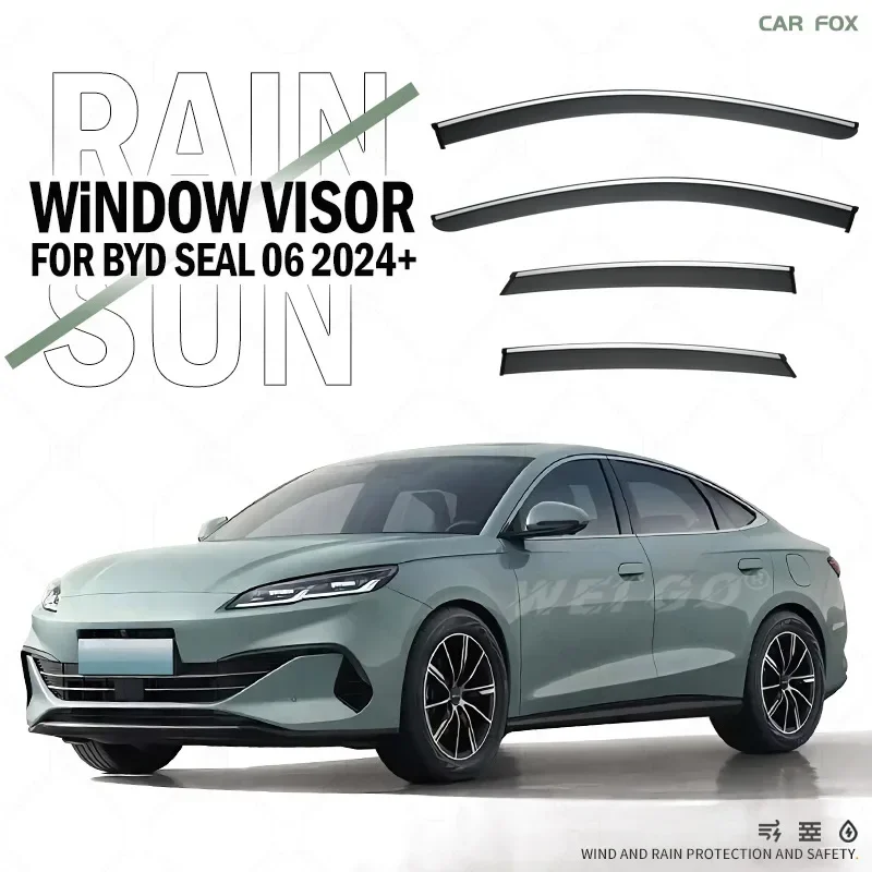 

Козырек дверной для BYD Seal 06 2024 2025, ветрозащитные дефлекторы для защиты от атмосферных воздействий, козырек от дождя, аксессуары для яркой полосы