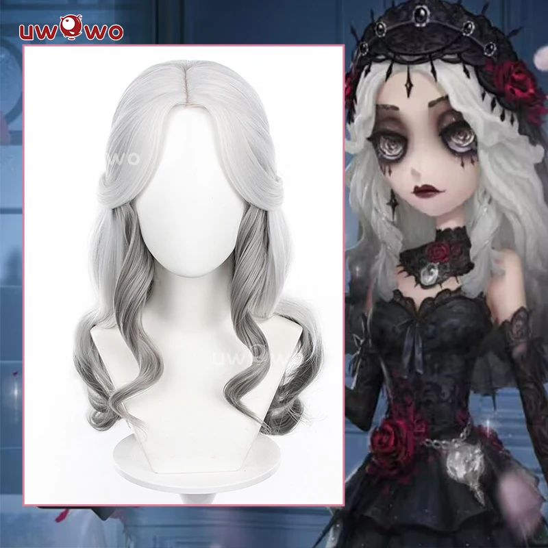 

UWOWO Game Identity V Psychologist Everlasting Night Ada Mesmer Cosplay Wig Silver White Hair 60CM Long Hair Wig