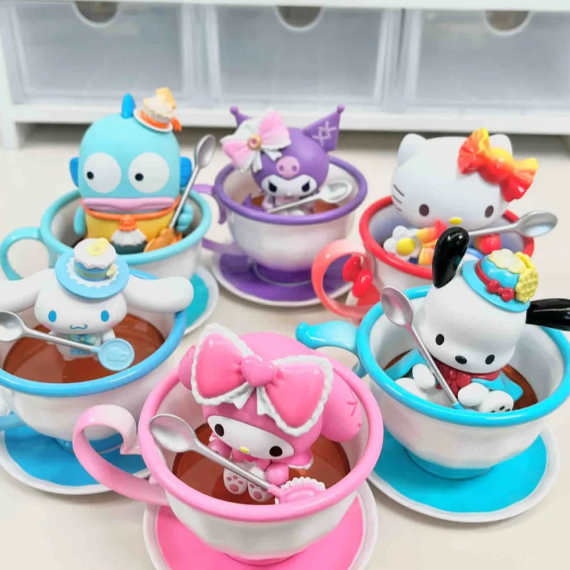 

Чайная чашка серии эльфа, фигурка Kuromi My Melody Pochacco Cinnamoroll Kitty Hangyodon, фигурка аниме, модель куклы, игрушки, подарок